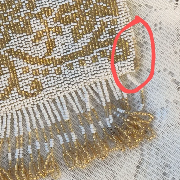 Antique 1920s white and gold art nouveau micro beaded flapper purse - Picture 12 of 13